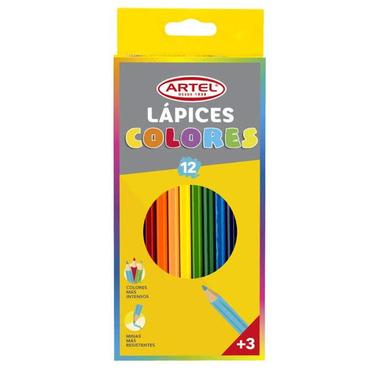 Estuche 12 Lápices de colores largos Artel