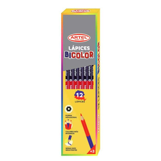 Pack lápices bicolor Azul/Rojo x12 Artel
