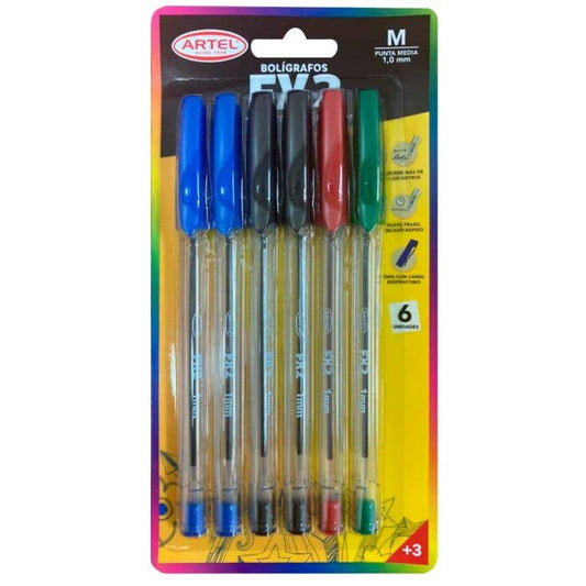 Pack 6 lápices pasta 1,0mm Artel