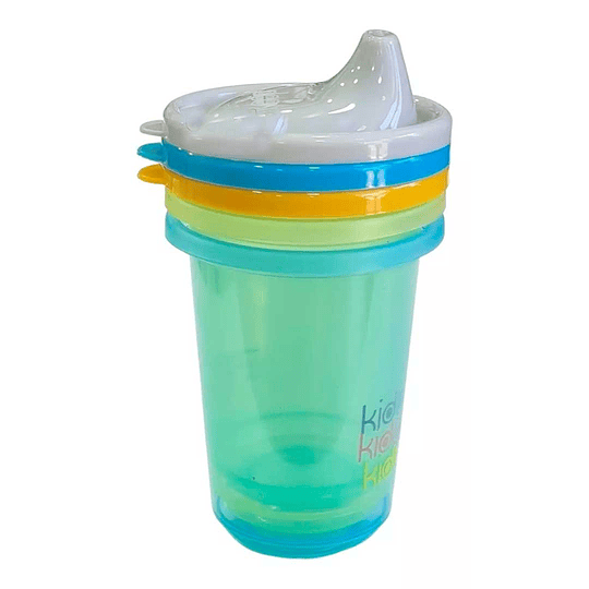 Set 3 vasos reutilizables Keep Kido Gris, Celeste, Naranjo 300 ml