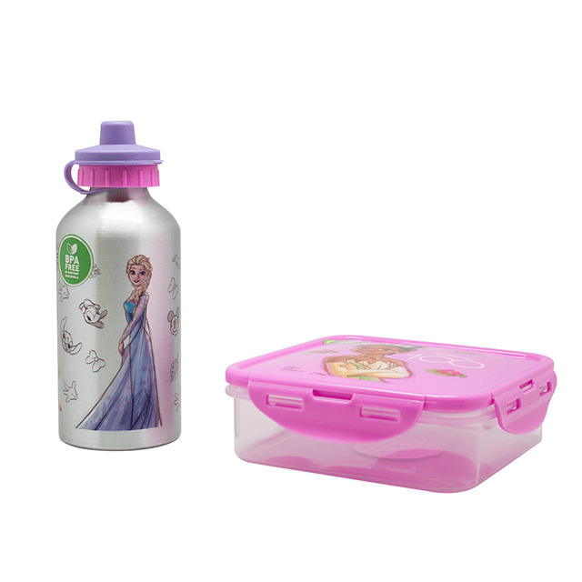 Set escolar pote hermético + botella Disney 100 Rosado