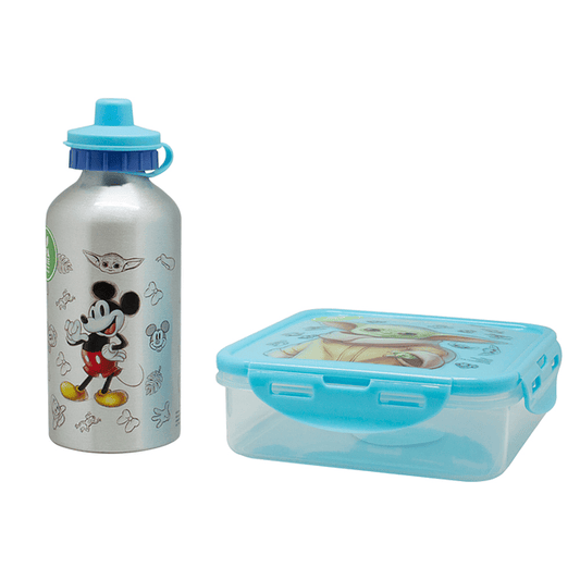 Set escolar pote hermético + botella Disney 100 Celeste