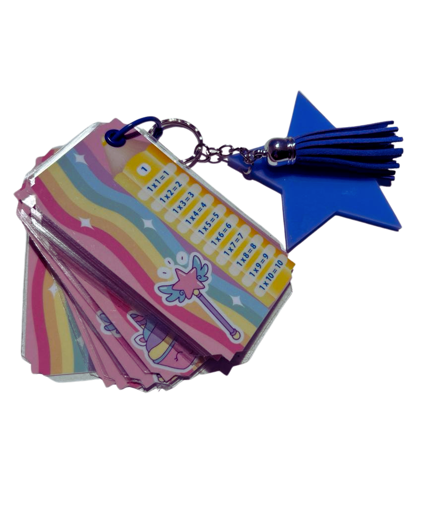 Llavero tablas de multiplicar estrella Azul