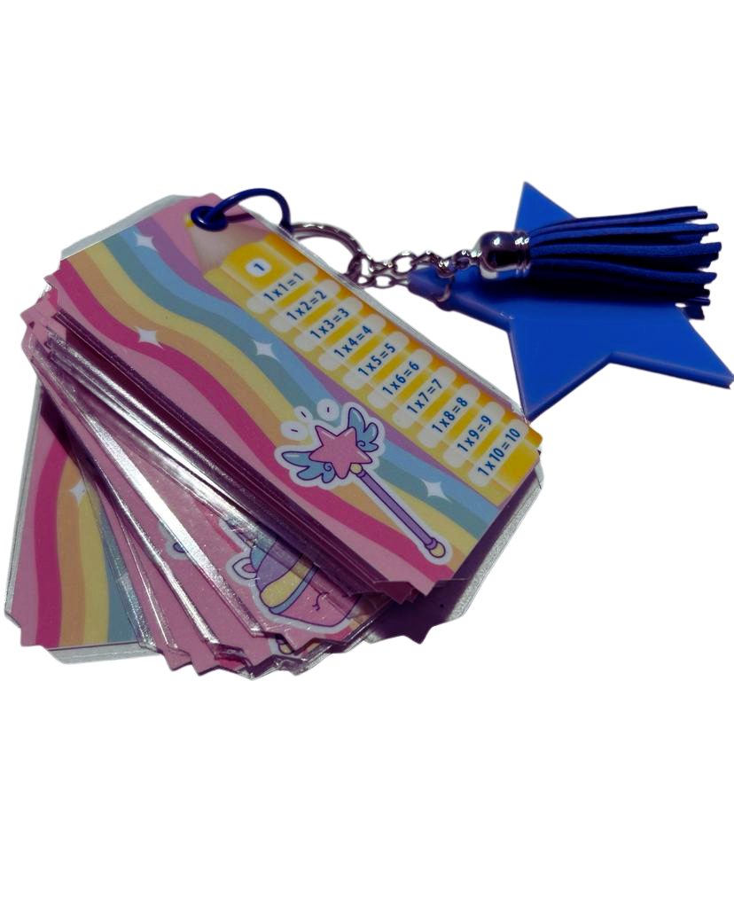 Llavero tablas de multiplicar estrella Azul